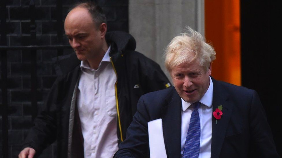 Dominic Cummings and Boris Johnson leave 10 Downing Street