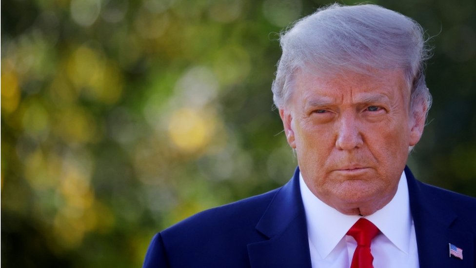 Donald Trump speaking to reporters on 30 September