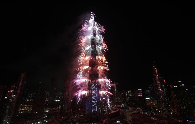Fireworks at the Burj Khalifa, Dubai