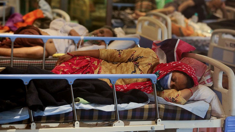 Woman on a Covid ward in India