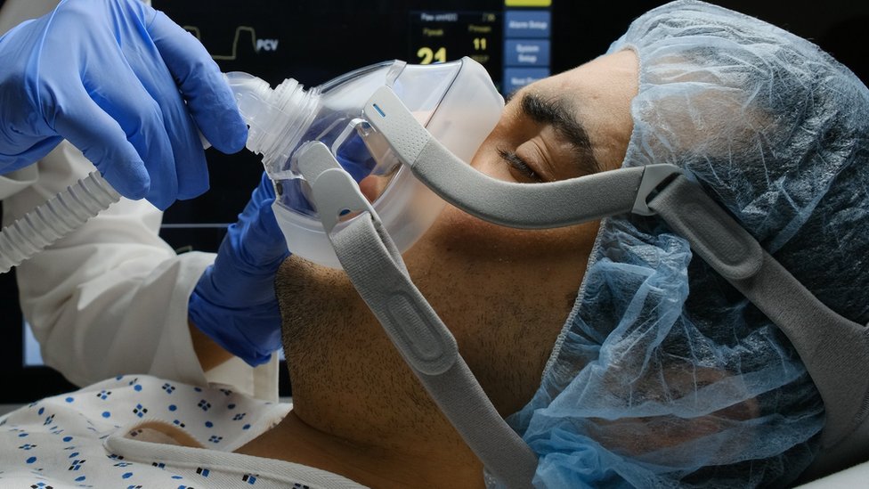 person on ventilator